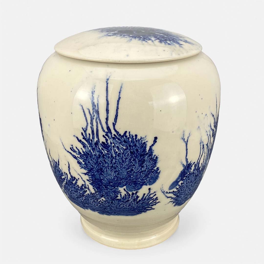 Cobalt Grove • Ceramic Urn for Ashes Robert Bende Cobolt Blue Ink Ceramic Cremation Urn for Ashes UK Urn Studios Artistic Handmade