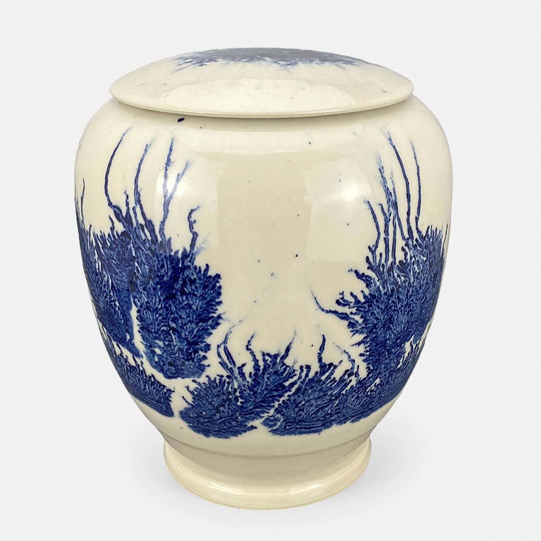 Cobalt Grove • Ceramic Urn for Ashes Robert Bende Cobolt Blue Ink Ceramic Cremation Urn for Ashes UK Urn Studios Artistic Handmade