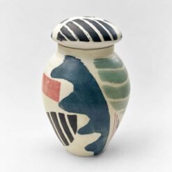 Gilly Whittington Handmade Painted Urns for Ashes Artistic Colourful Stripes UK Urn Studios